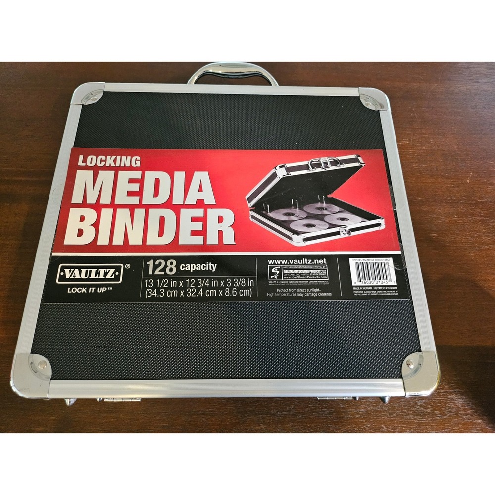 Vaultz Locking Media Binder Unisex 128 Capacity Black Chrome CD DVD Storage Case